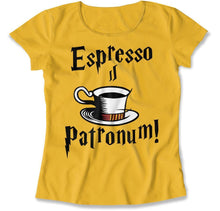 Load image into Gallery viewer, Espresso Patronum! - T Shirt - Espresso_Patronum_women_yellow