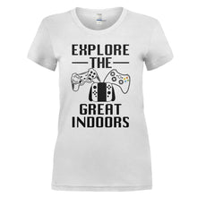 Load image into Gallery viewer, Explore The Great Indoors - T Shirt - Explore_The_Great_Indoors_-_ladies_-_white