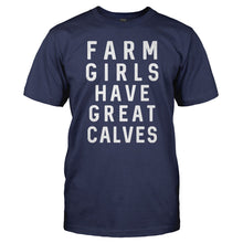 Load image into Gallery viewer, Farm Girls Have Great Calves - T Shirt - FARM_GIRLS_HAVE_GREAT_CALVES_-_Men_-_navyblue