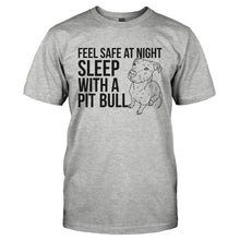 Load image into Gallery viewer, Feel Safe - Sleep With a Pit Bull - T Shirt - FEEL_SAFE_-_SLEEP_WITH_A_PIT_BULL-_Men_-_Grey