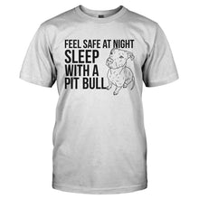 Load image into Gallery viewer, Feel Safe - Sleep With a Pit Bull - T Shirt - FEEL_SAFE_-_SLEEP_WITH_A_PIT_BULL-_Men_-_White