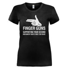 Load image into Gallery viewer, Finger Guns - Supporting Your 2nd Amendment Rights - T Shirt - FINGER_GUNS_-_SUPPORTING_YOUR_2ND_AMENDMENT_RIGHTS-_Ladies_-_Black