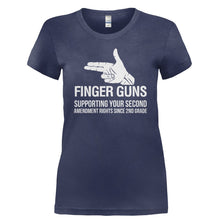 Load image into Gallery viewer, Finger Guns - Supporting Your 2nd Amendment Rights - T Shirt - FINGER_GUNS_-_SUPPORTING_YOUR_2ND_AMENDMENT_RIGHTS-_Ladies_-_Navy
