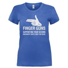 Load image into Gallery viewer, Finger Guns - Supporting Your 2nd Amendment Rights - T Shirt - FINGER_GUNS_-_SUPPORTING_YOUR_2ND_AMENDMENT_RIGHTS-_Ladies_-_Royal