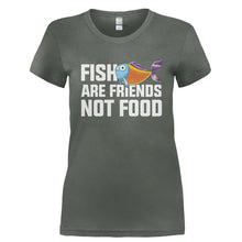 Load image into Gallery viewer, Fish Are Friends Not Food - T Shirt - FISH_ARE_FRIENDS_NOT_FOOD-_Ladies_-_Charcoal