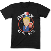 Load image into Gallery viewer, Grab Em' By The Coozie 4th of July Trump Humor- T Shirt  - FOJ-01 - FOJ-01---black-mens-tee