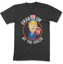 Load image into Gallery viewer, Grab Em' By The Coozie 4th of July Trump Humor- T Shirt  - FOJ-01 - FOJ-01---charcoal-mens-tee
