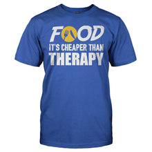 Load image into Gallery viewer, Food. It's Cheaper Than Therapy - T Shirt - FOOD_IT_S_CHEAPER_THAN_THERAPY-_MEn_-_royalblue