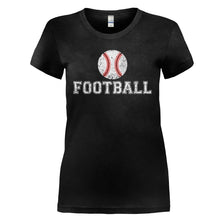 Load image into Gallery viewer, Football - Baseball - T Shirt - FOOTBALL_-_BASEBALL_-_Ladies_-_black