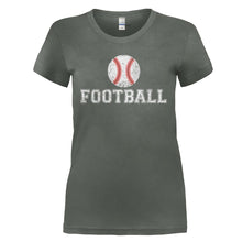 Load image into Gallery viewer, Football - Baseball - T Shirt - FOOTBALL_-_BASEBALL_-_Ladies_-_charcoal