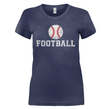 Load image into Gallery viewer, Football - Baseball - T Shirt - FOOTBALL_-_BASEBALL_-_Ladies_-_navyblue