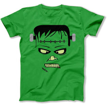 Load image into Gallery viewer, Frankenstein Face - T Shirt - FRANKENSTEIN_FACE_-_mens_-_kelly_green