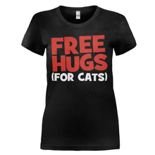 Load image into Gallery viewer, Free Hugs (For Cats) - T Shirt - FREE_HUGS_FOR_CATS_-_Ladies_-_black
