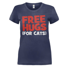 Load image into Gallery viewer, Free Hugs (For Cats) - T Shirt - FREE_HUGS_FOR_CATS_-_Ladies_-_navyblue