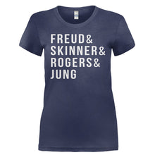 Load image into Gallery viewer, Freud &amp; Skinner &amp; Rogers &amp; Jung - T Shirt - FREUD___SKINNER___ROGERS___JUNG-_Ladies_-_Navy