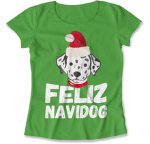 Load image into Gallery viewer, Felize Navidog - T Shirt - Felize_Navidog_women_kelly