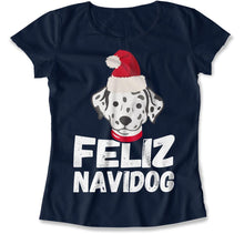 Load image into Gallery viewer, Felize Navidog - T Shirt - Felize_Navidog_women_navy