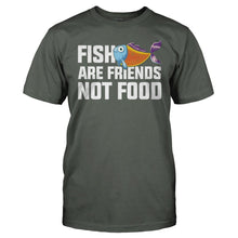 Load image into Gallery viewer, Fish Are Friends Not Food - T Shirt - Fish_Are_Friends_Not_Food_charcoal