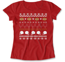 Load image into Gallery viewer, Football - Ugly Christmas Sweater - T Shirt - Football_-_Ugly_Christmas_Sweater_women_red