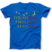 Load image into Gallery viewer, Founder's Firelight Festival - T Shirt - Founder_s_Firelight_Festival_men_royal