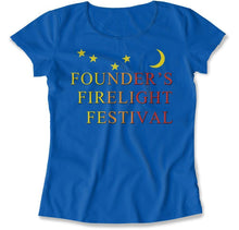 Load image into Gallery viewer, Founder's Firelight Festival - T Shirt - Founder_s_Firelight_Festival_women_royal