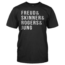 Load image into Gallery viewer, Freud &amp; Skinner &amp; Rogers &amp; Jung - T Shirt - Freud_Skinner_Rogers_Jung_men_black