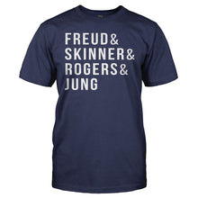 Load image into Gallery viewer, Freud &amp; Skinner &amp; Rogers &amp; Jung - T Shirt - Freud_Skinner_Rogers_Jung_men_navy