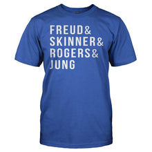 Load image into Gallery viewer, Freud &amp; Skinner &amp; Rogers &amp; Jung - T Shirt - Freud_Skinner_Rogers_Jung_men_royal