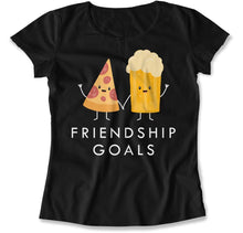 Load image into Gallery viewer, Friendship Goals - Pizza and Beer - T Shirt - Friendship_Goals_-_Pizza_and_Beer_women_black