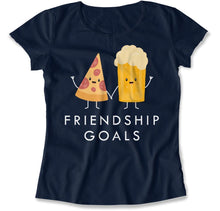 Load image into Gallery viewer, Friendship Goals - Pizza and Beer - T Shirt - Friendship_Goals_-_Pizza_and_Beer_women_navy