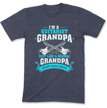 Load image into Gallery viewer, Guitarist Grandpa Regular Grandpa Just Way Cooler - T Shirt - GD-09 - GD-09---navy-heather-tee