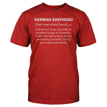 Load image into Gallery viewer, German Shepherd Definition - T Shirt - GERMAN_SHEPHERD_DEFINITION_-_Men_-_red