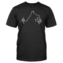 Load image into Gallery viewer, German Shepherd Heartbeat - T Shirt - GERMAN_SHEPHERD_HEARTBEAT_-_Men_-_black