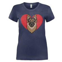 Load image into Gallery viewer, German Shepherd Love - T Shirt - GERMAN_SHEPHERD_LOVE_-_Ladies_-_navyblue