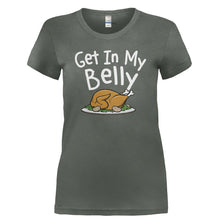 Load image into Gallery viewer, Get In My Belly - Thanksgiving - T Shirt - GET_IN_MY_BELLY_-_THANKSGIVING-_Ladies_-_Charcoal