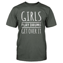 Load image into Gallery viewer, Girls Play Drums. Get Over It - T Shirt - GIRLS_PLAY_DRUMS_GET_OVER_IT_-_Men_-_charcoal
