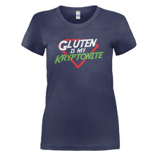 Load image into Gallery viewer, Gluten is My Kryptonite - T Shirt - GLUTEN_IS_MY_KRYPTONITE_-_Ladies_-_navyblue