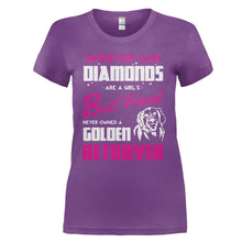 Load image into Gallery viewer, Golden Retrievers Are A Girl's Best Friend - T Shirt - GOLDEN_RETRIEVERS_ARE_A_GIRL_S_BEST_FRIEND_-_Ladies_-_purple