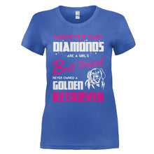 Load image into Gallery viewer, Golden Retrievers Are A Girl's Best Friend - T Shirt - GOLDEN_RETRIEVERS_ARE_A_GIRL_S_BEST_FRIEND_-_Ladies_-_royalblue