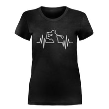 Load image into Gallery viewer, Golf Heartbeat - T Shirt - GOLF_HEARTBEAT-_Ladies_-_Black
