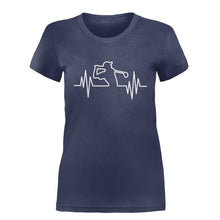 Load image into Gallery viewer, Golf Heartbeat - T Shirt - GOLF_HEARTBEAT-_Ladies_-_Navy