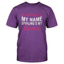 Load image into Gallery viewer, Grammy's My Name. Spoiling's My Game. - T Shirt - GRAMMY_S_MY_NAME_SPOILING_S_MY_GAME_-_Men_-_purple