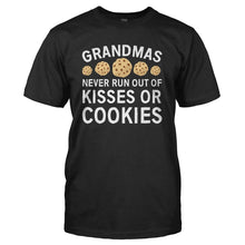 Load image into Gallery viewer, Grandmas Never Run Out of Kisses or Cookies - T Shirt - GRANDMAS_NEVER_RUN_OUT_OF_KISSES_OR_COOKIES_-_Men_-_black