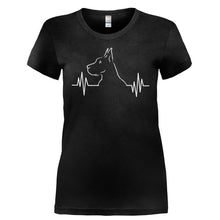 Load image into Gallery viewer, Great Dane Heartbeat - T Shirt - GREAT_DANE_HEARTBEAT-_Ladies_-_Black