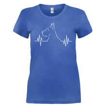 Load image into Gallery viewer, Great Dane Heartbeat - T Shirt - GREAT_DANE_HEARTBEAT-_Ladies_-_Royal