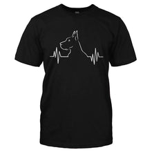 Load image into Gallery viewer, Great Dane Heartbeat - T Shirt - GREAT_DANE_HEARTBEAT-_Men_-_Black