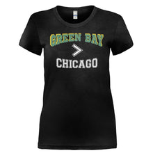 Load image into Gallery viewer, Green Bay > Chicago - T Shirt - GREEN_BAY_CHICAGO-_Ladies_-_Black