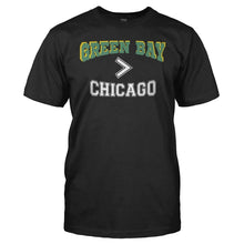 Load image into Gallery viewer, Green Bay > Chicago - T Shirt - GREEN_BAY_CHICAGO_men_black