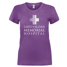 Load image into Gallery viewer, Grey + Sloan Memorial Hospital - T Shirt - GREY_SLOAN_MEMORIAL_HOSPITAL-_Ladies_-_Purple
