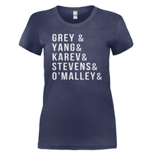 Load image into Gallery viewer, Grey &amp; Yang &amp; Karev &amp; Stevens &amp; O'Malley - T Shirt - GREY___YANG___KAREV___STEVENS___O_MALLEY-_Ladies_-_Navy